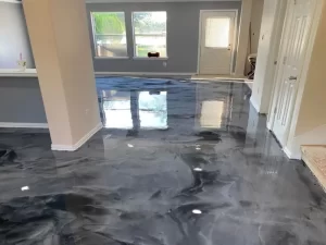 metallic epoxy flooring idea