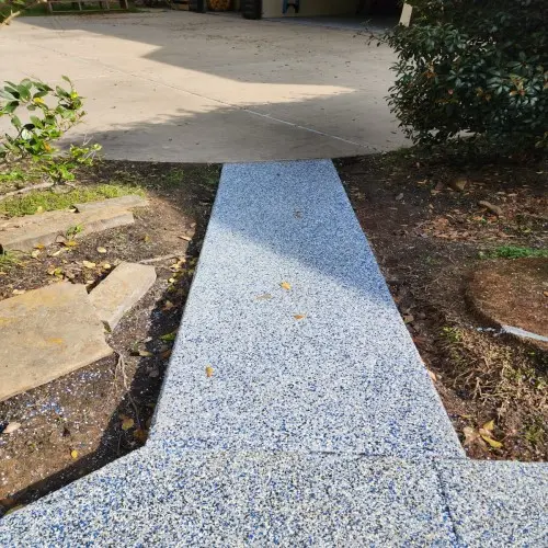 sidewalk with full flake epoxy coating