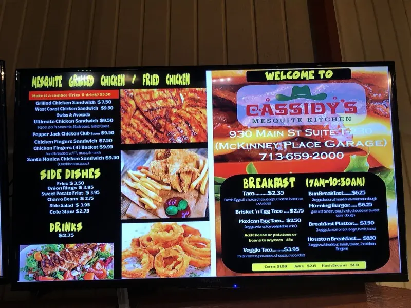 Menu at Cassidy's Mesquite Kitchen