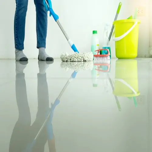 epoxy floors being cleaned