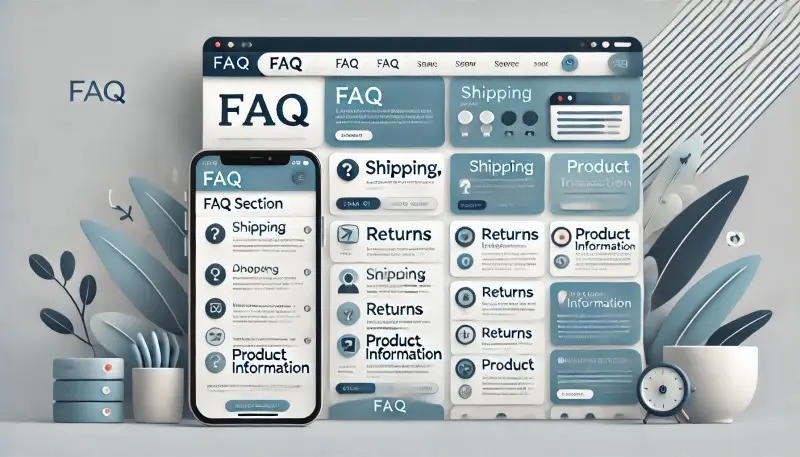 Illustration of FAQ section displayed on desktop and mobile screens