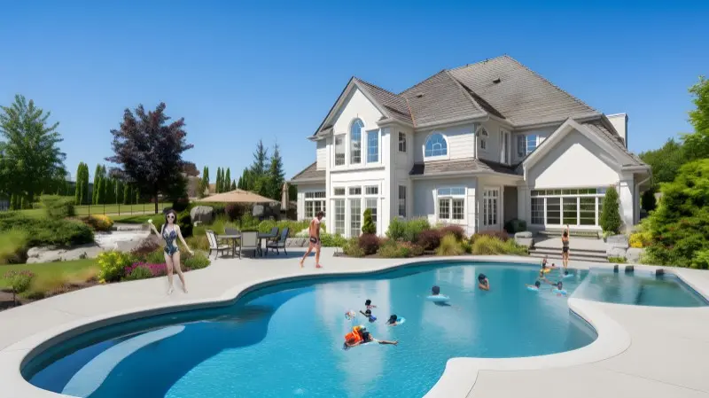 playing in pool cleaned pool