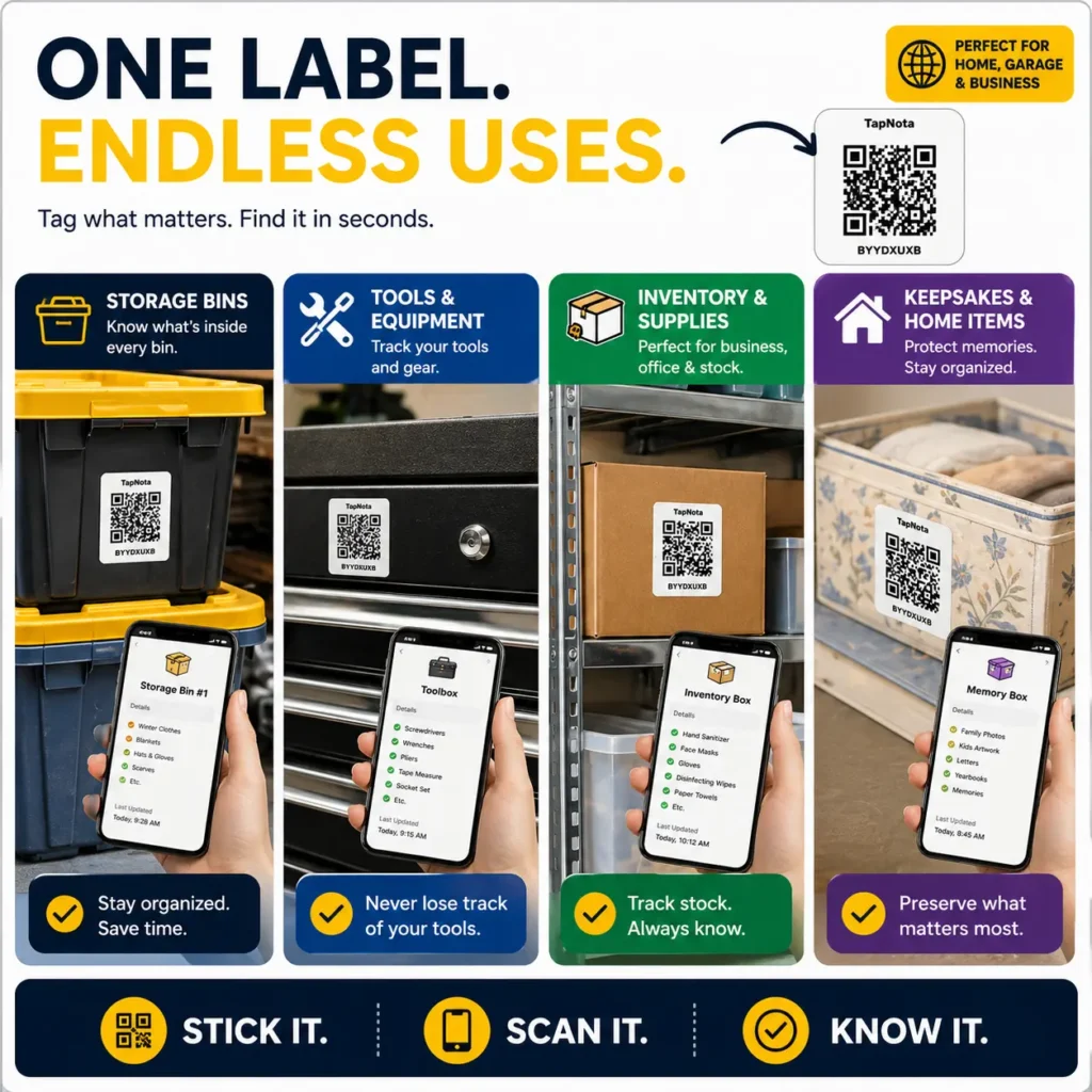 tapnota smart qr labels use cases